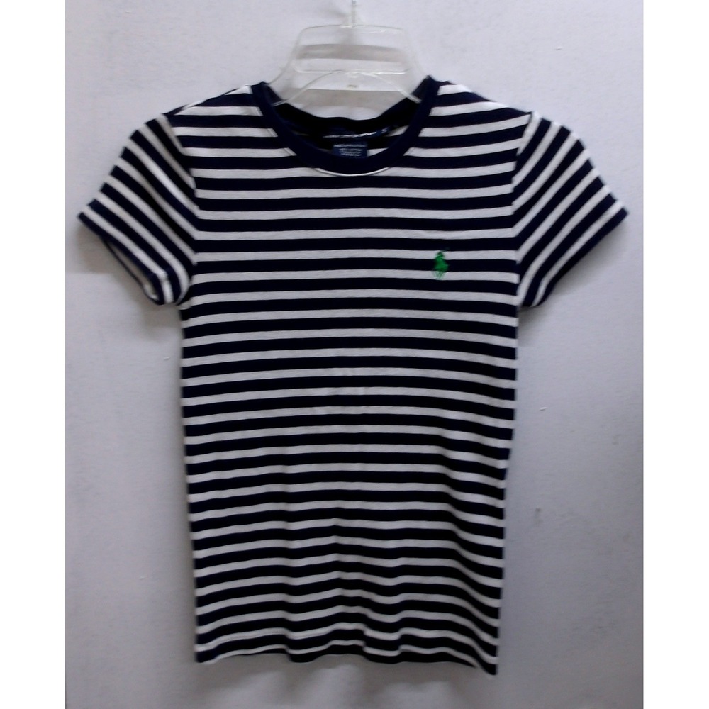 Ralph Lauren Sport Navy White Striped Short‎ Sleeve T-Shirt Size S /#26788